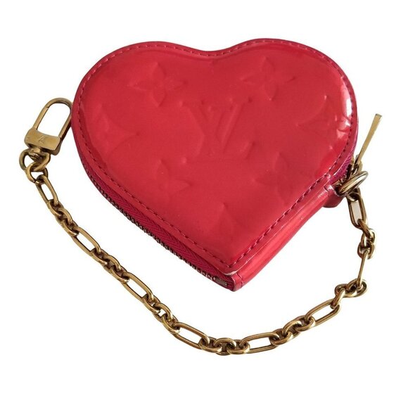 Louis Vuitton Red Patent Leather Heart Coin Purse Wristlet Limited Edition - Picture 3 of 11